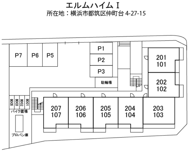 エルムハイムⅠ・Ⅱ駐車場の駐車配置図