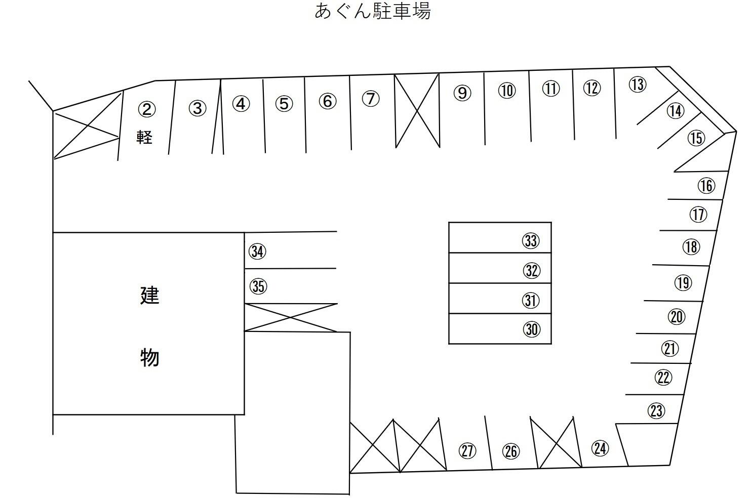 あぐん駐車場の駐車配置図