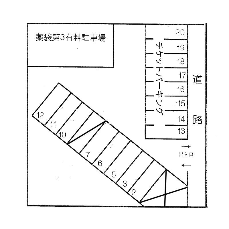 薬袋第3有料駐車場の駐車配置図