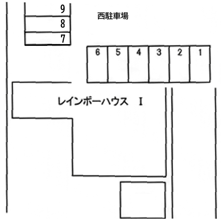 西駐車場の駐車配置図