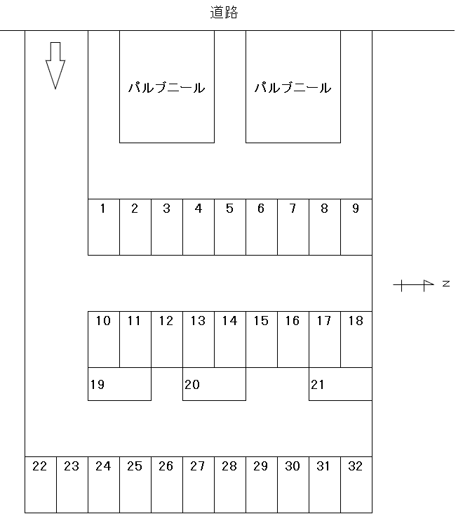 E-24 与一3丁目 貸駐車場の駐車配置図
