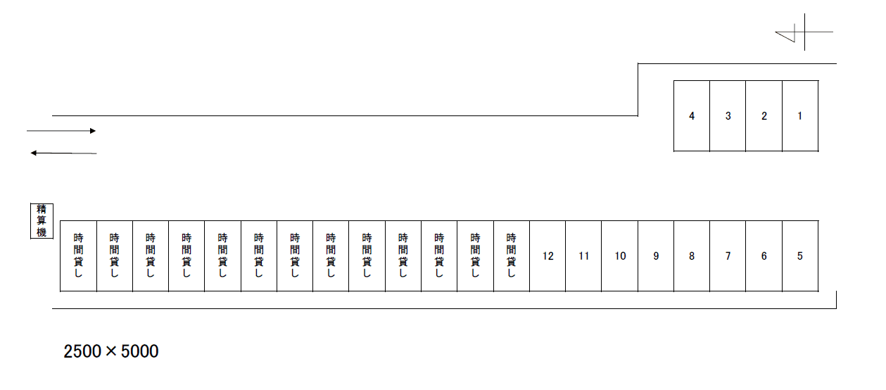 深草極楽寺町ガレージの駐車配置図