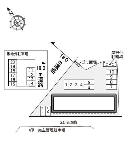 ファーブル(41078)　敷地外駐車場の駐車配置図