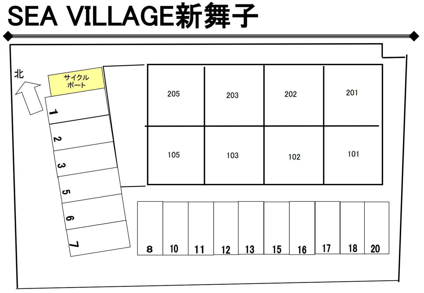 ＳＥＡ ＶＩＬＬＡＧＥ新舞子の駐車配置図