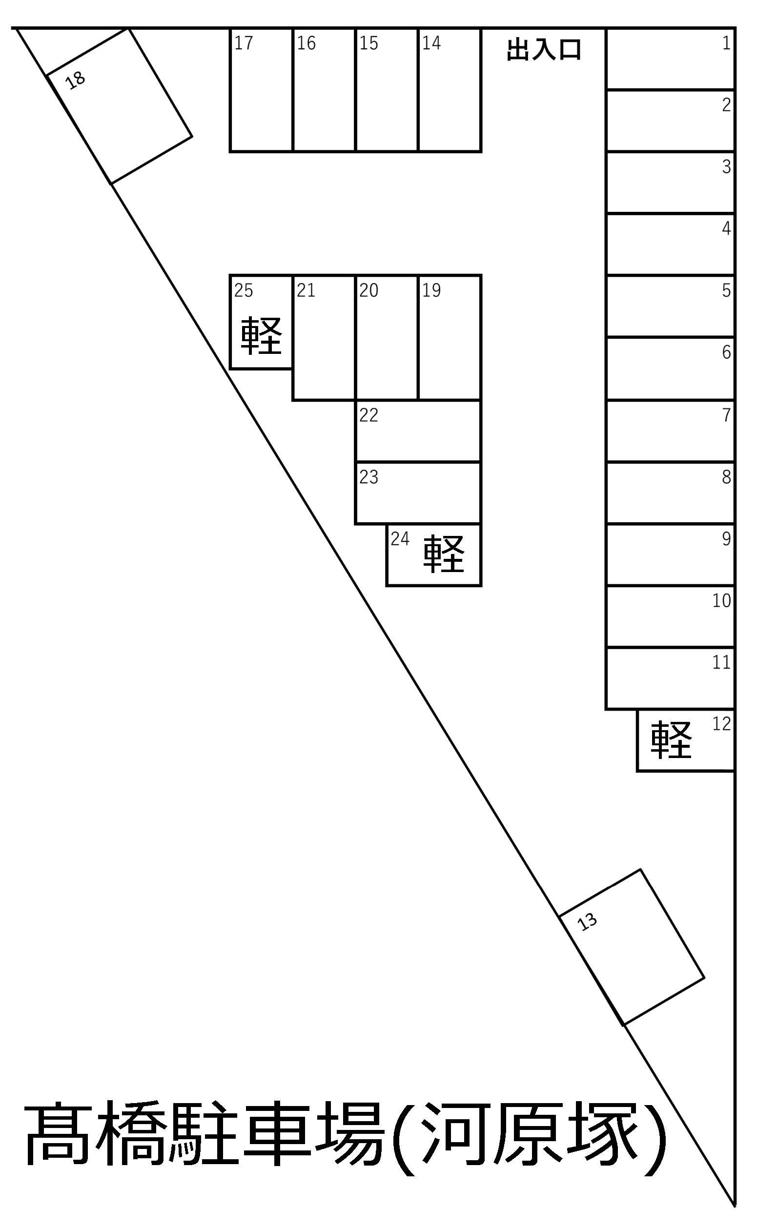 髙橋駐車場(河原塚)の駐車配置図