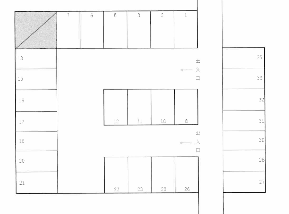 尾崎町8丁目ガレージの駐車配置図