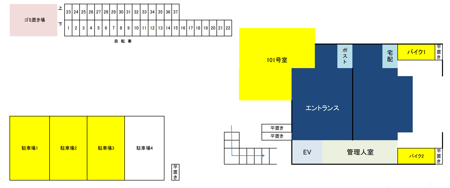 リヴシティ駒沢大学の駐車配置図