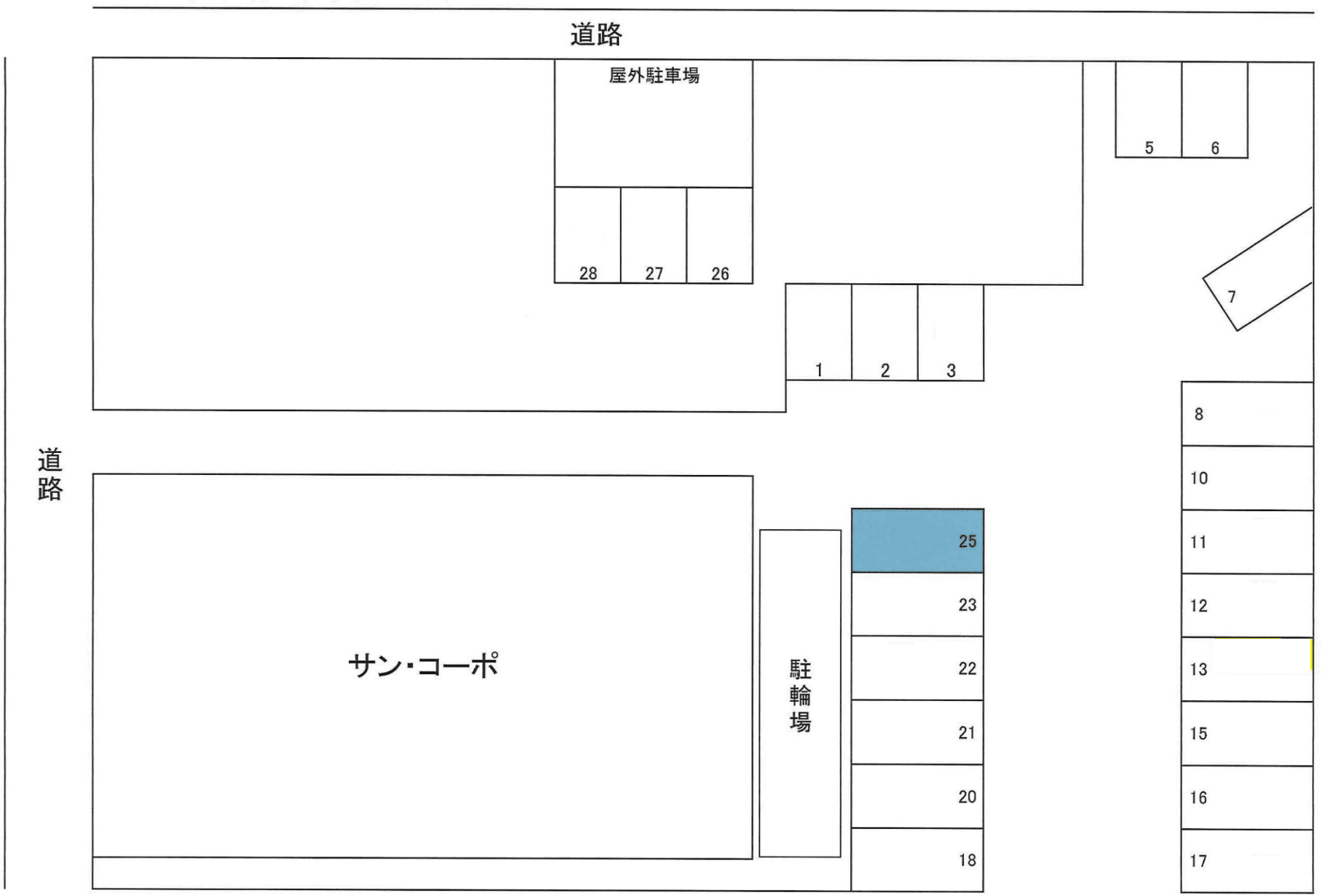サン・コーポの駐車配置図