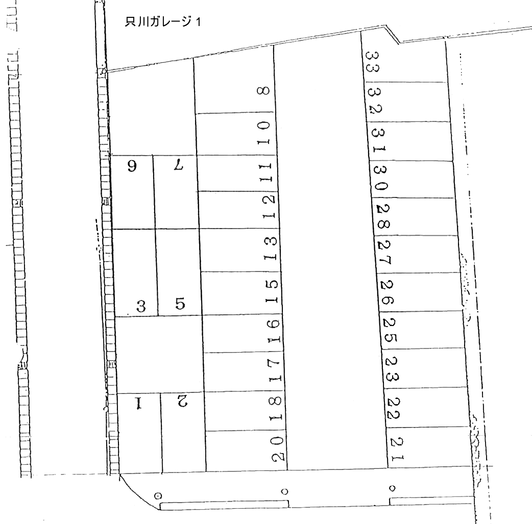 只川ガレージ1の駐車配置図