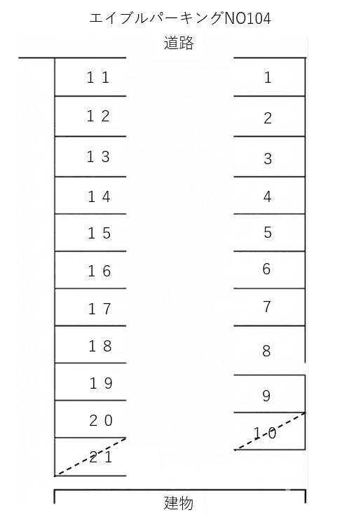 エイブルパーキングNO104駐車場の駐車配置図