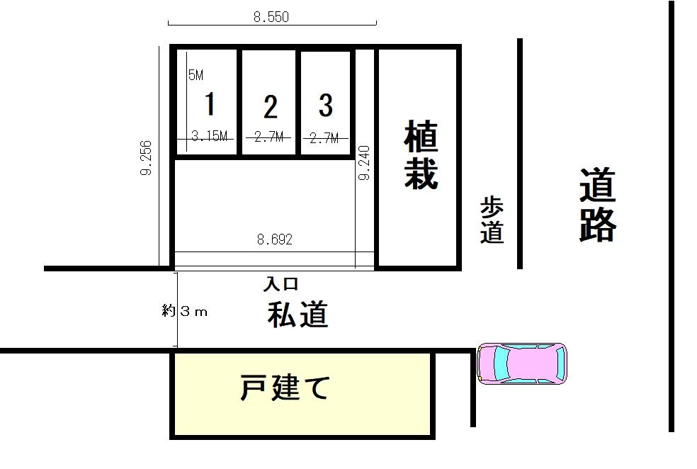 向山3-29駐車場の駐車配置図