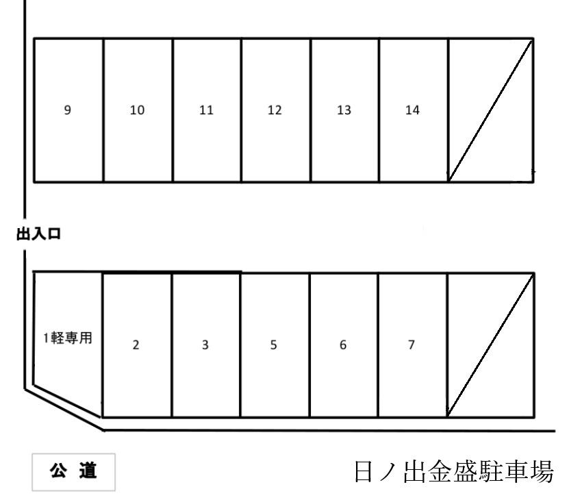 日ノ出金盛駐車場の駐車配置図