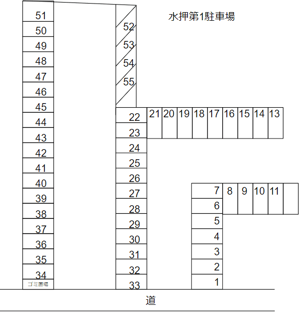 水押第1駐車場の駐車配置図