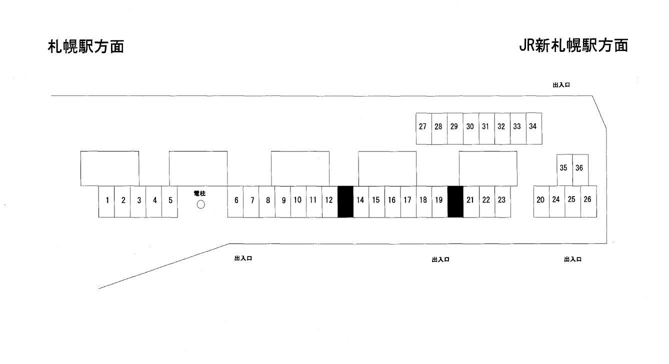 ラクピーライトJR新札幌高架下の駐車配置図