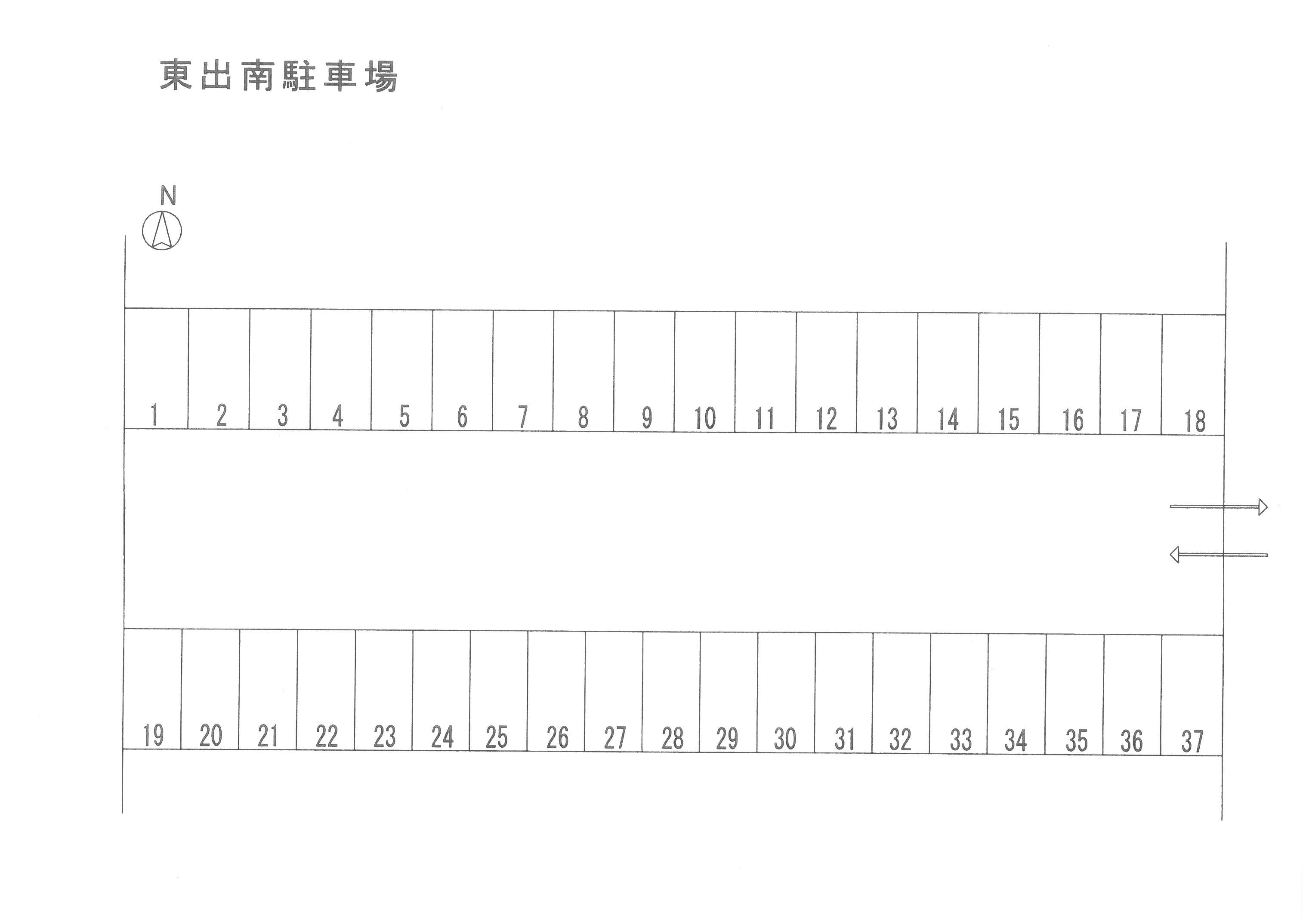東出南駐車場の駐車配置図