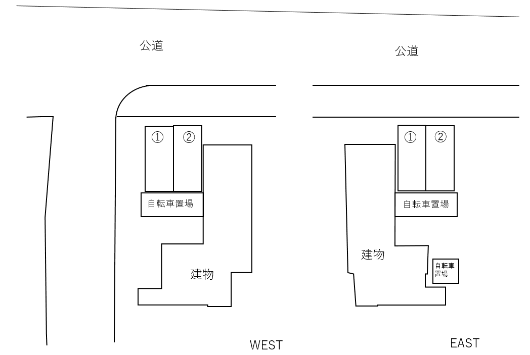 ラフィスタ大師前ＥＡＳＴ・ＷＥＳＴの駐車配置図