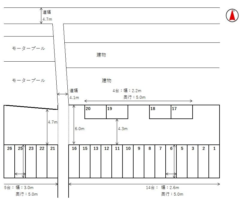 建部貞モータープールの駐車配置図