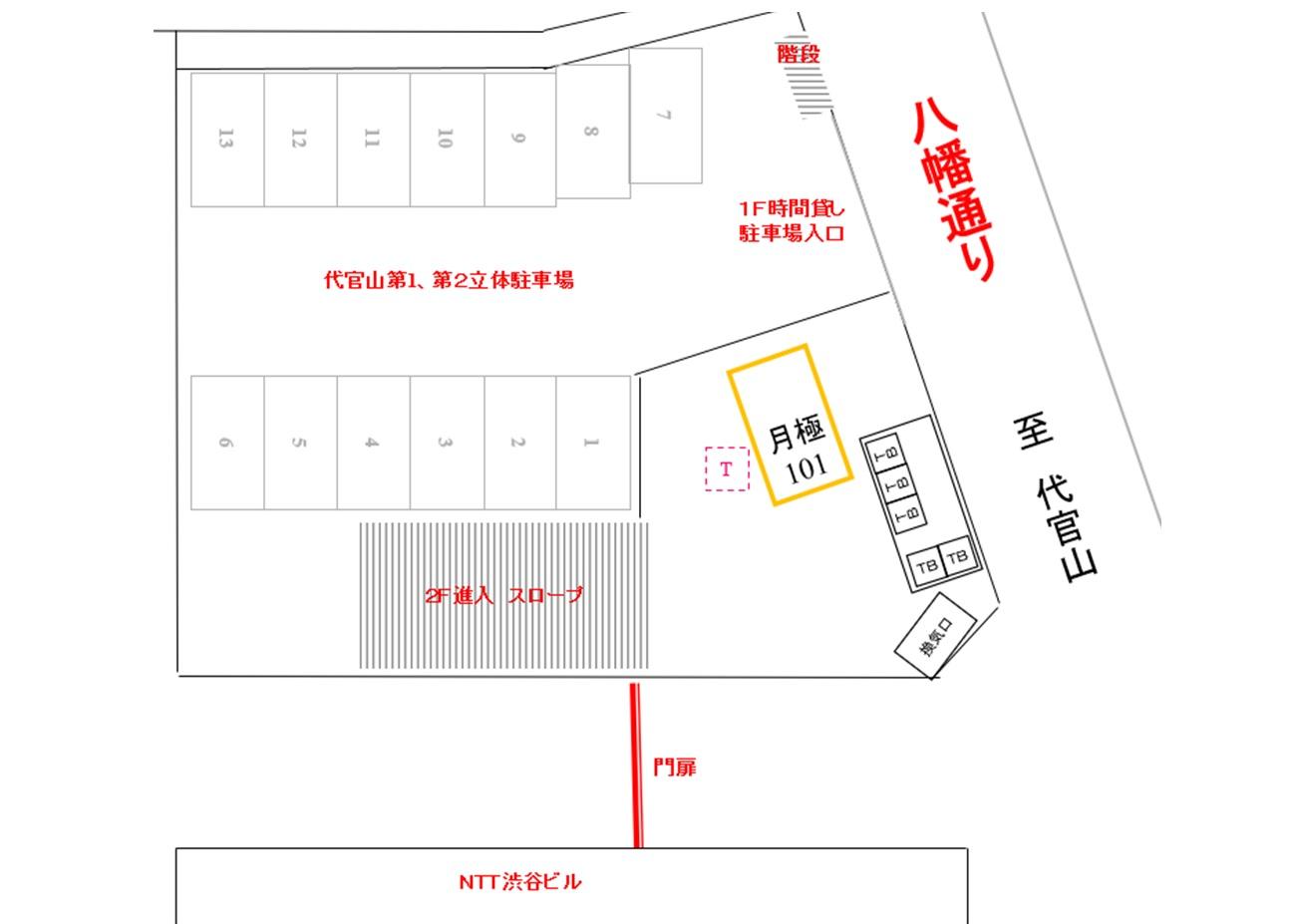 代官山第1駐車場の駐車配置図
