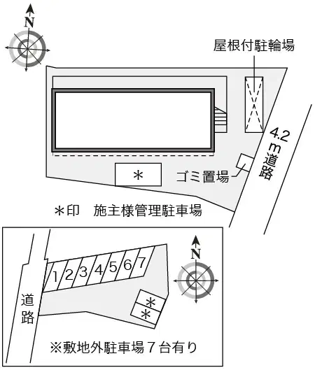 エメラルド(15465)　敷地外駐車場の駐車配置図