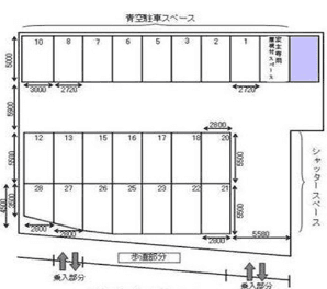 吉村ｼｬｯﾀｰ付モータープールの駐車配置図