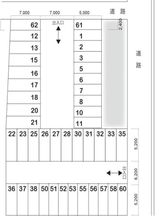 鴻池第2モータープールの駐車配置図