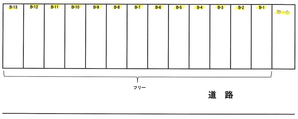 西岡高台パーキング駐車場の駐車配置図