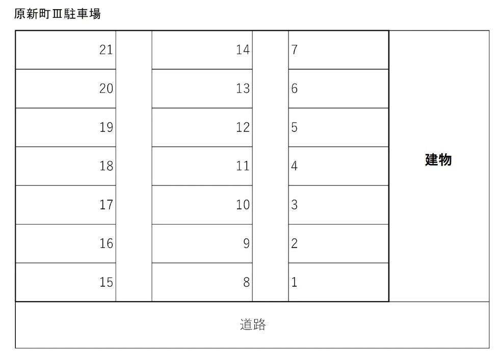 原新町Ⅲ駐車場の駐車配置図