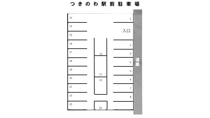 つきのわ駅前駐車場の駐車配置図