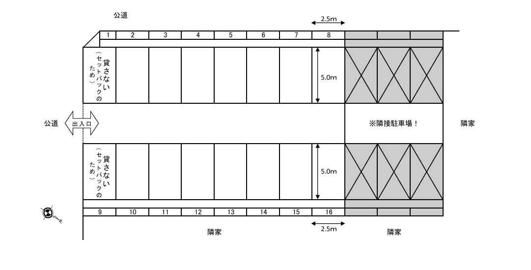 P166 会田（新田第2）駐車場の駐車配置図