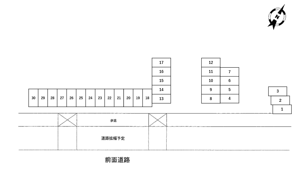落合第一駐車場の駐車配置図