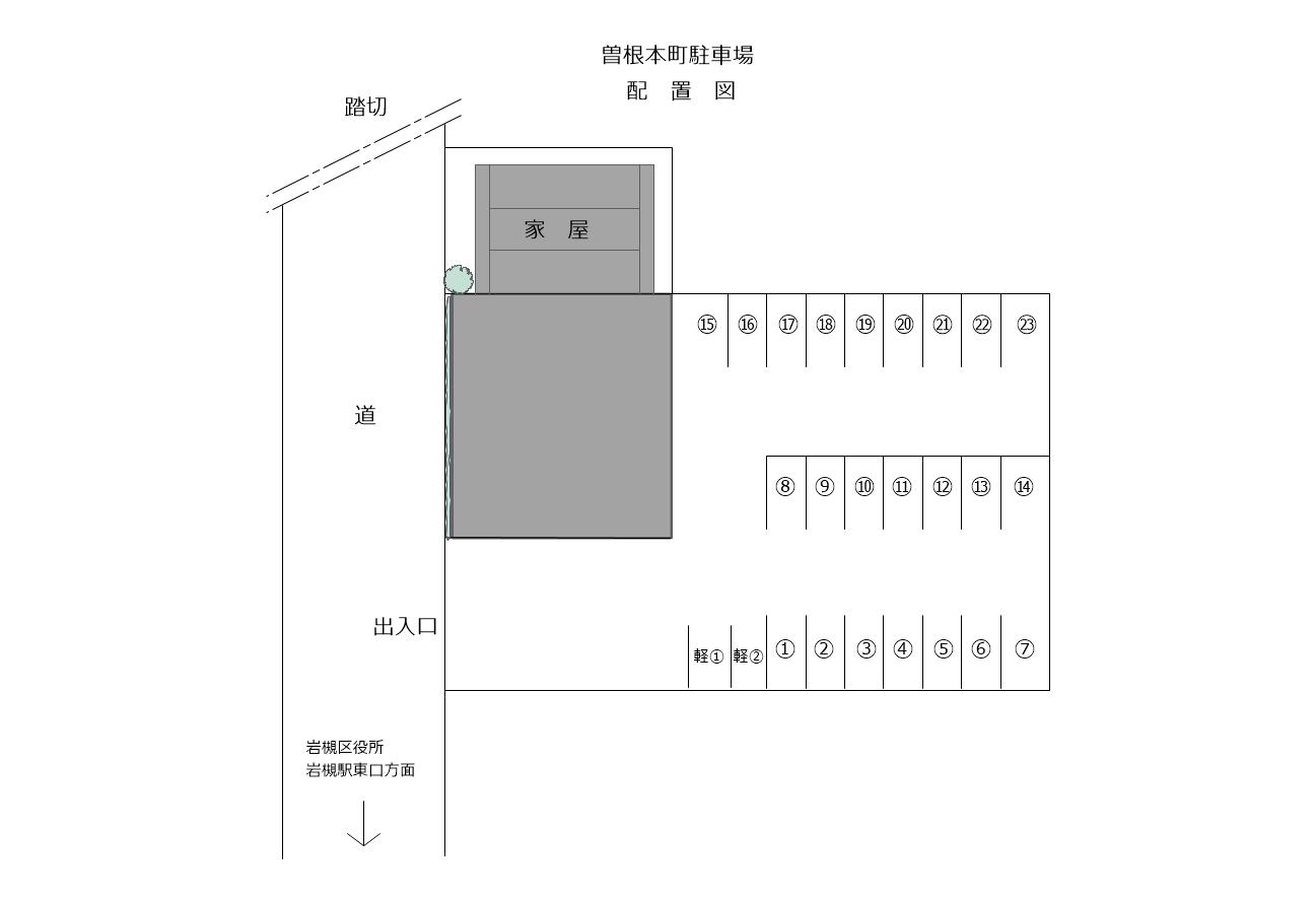 曽根本町駐車場の駐車配置図