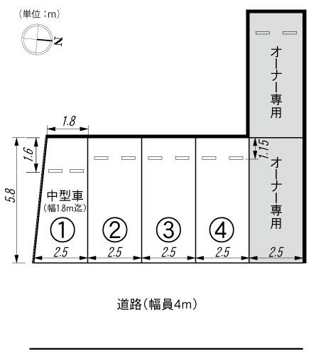 ホットハウス上杉６丁目パーキングの駐車配置図