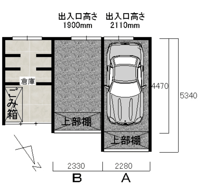 KMハイツⅡガレージの駐車配置図