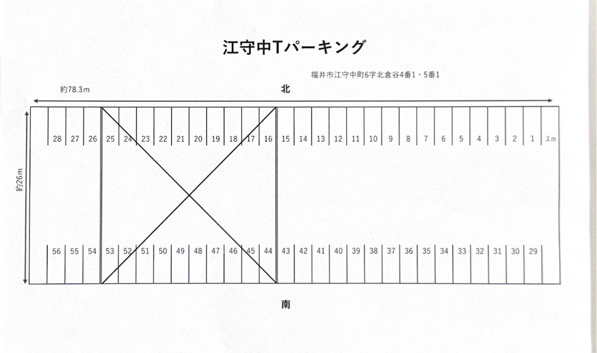 江守中Ｔパーキングの駐車配置図