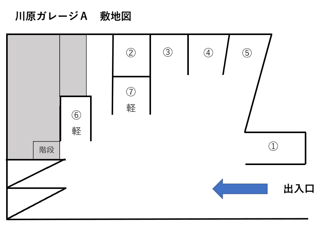 川原ガレージＡの駐車配置図