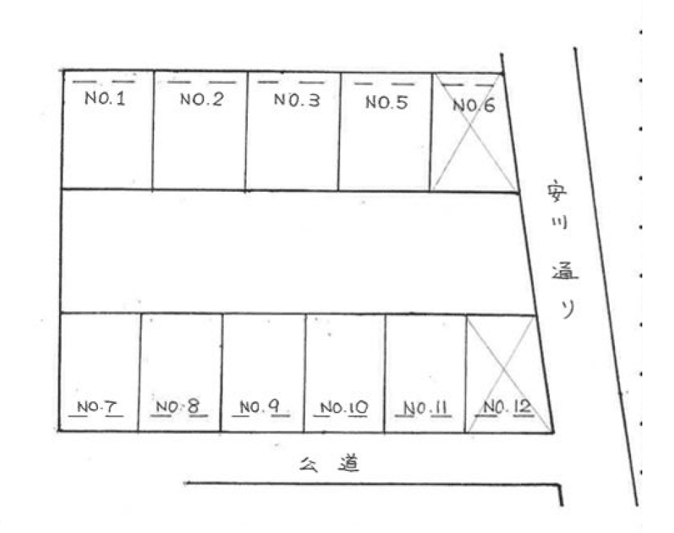 パークサイドⅢ駐車場の駐車配置図