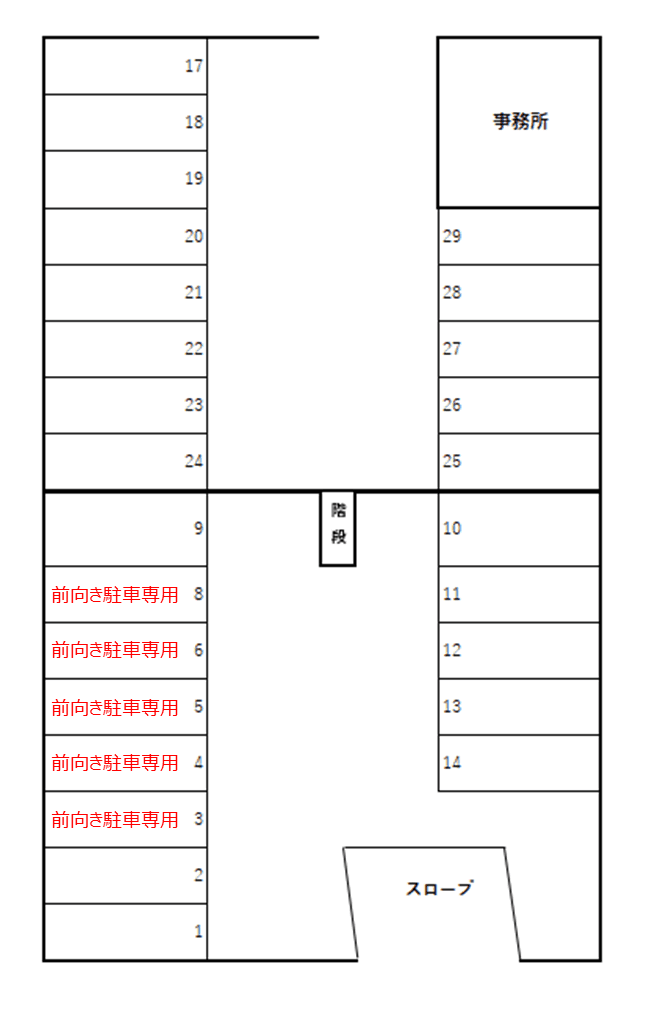 伏見駐車場の駐車配置図