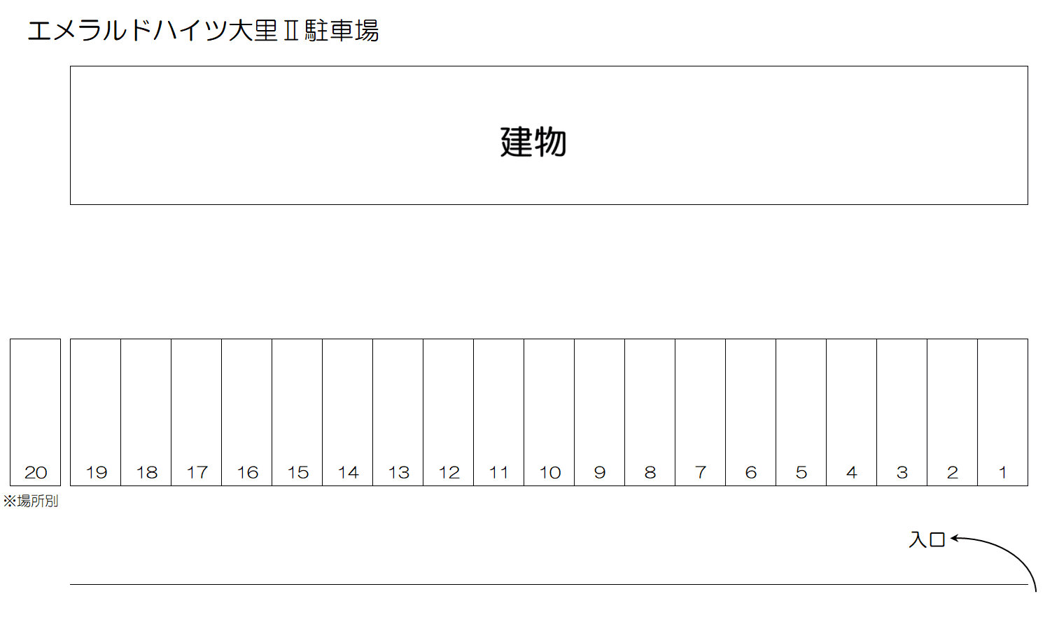 エメラルドハイツ大里Ⅱ駐車場の駐車配置図