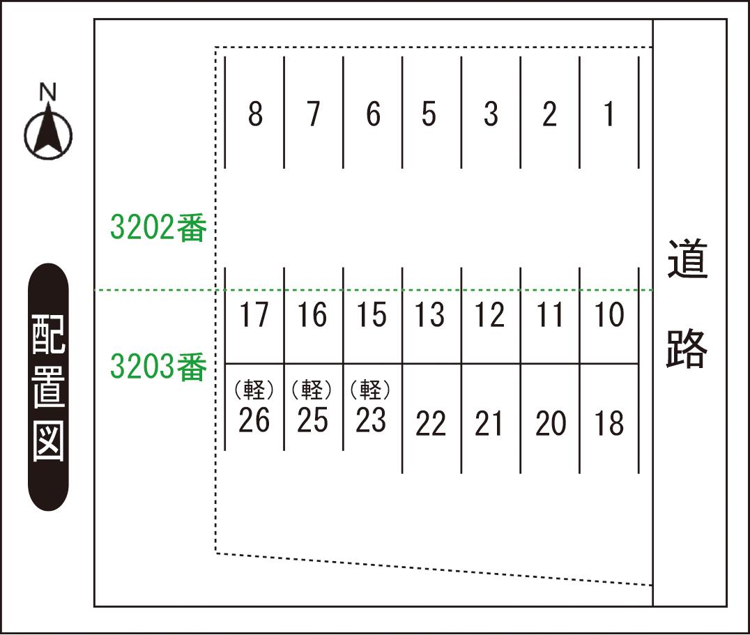 松本1丁目Yモータープールの駐車配置図