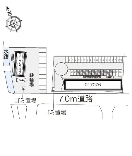 いけざわＢ(17842)　敷地外駐車場の駐車配置図