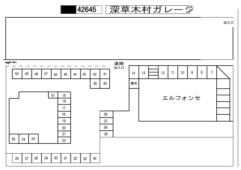 深草木村ガレージの駐車配置図