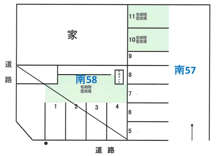 平和通8丁目南57駐車場の駐車配置図