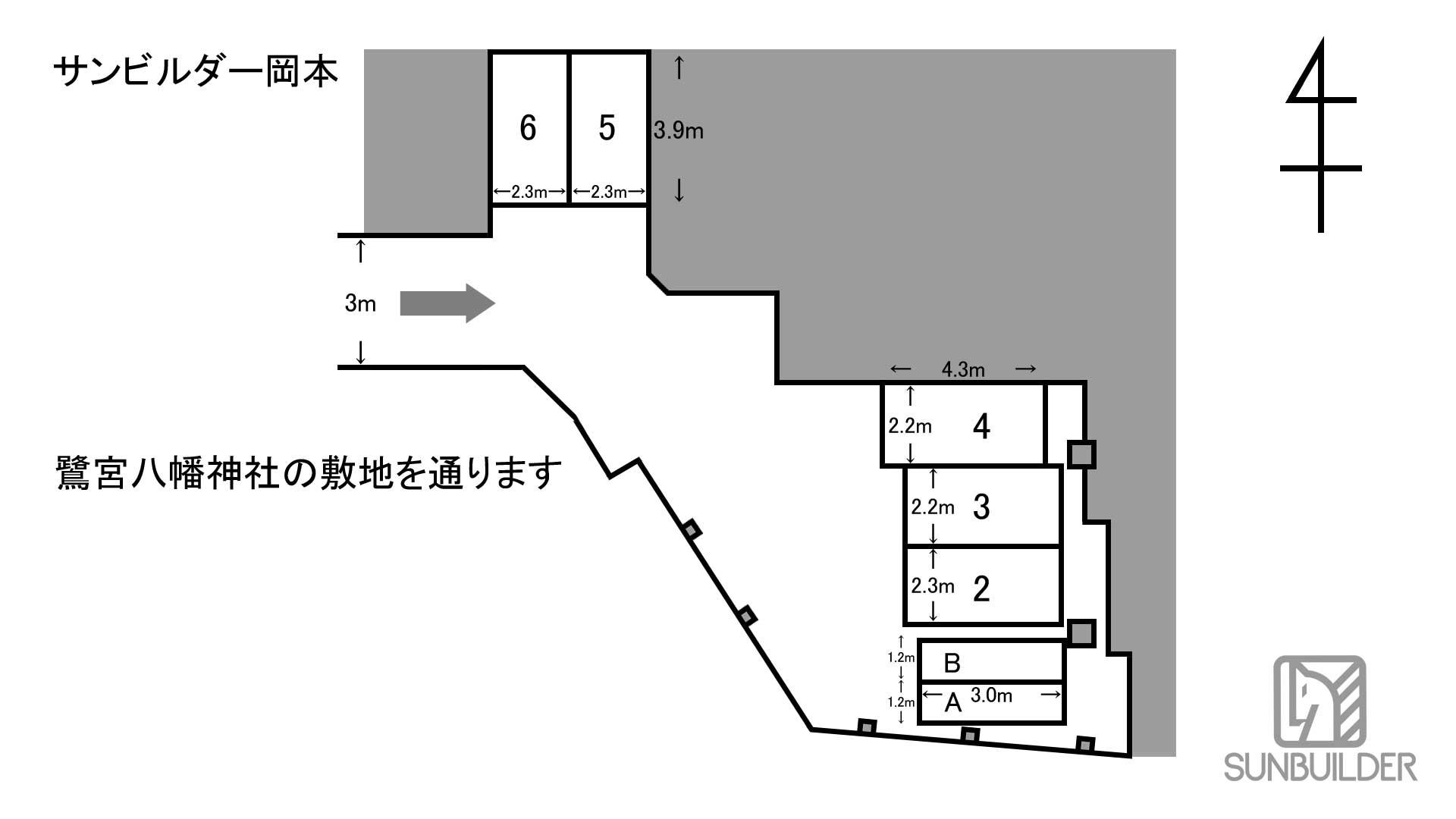 サンビルダー岡本の駐車配置図