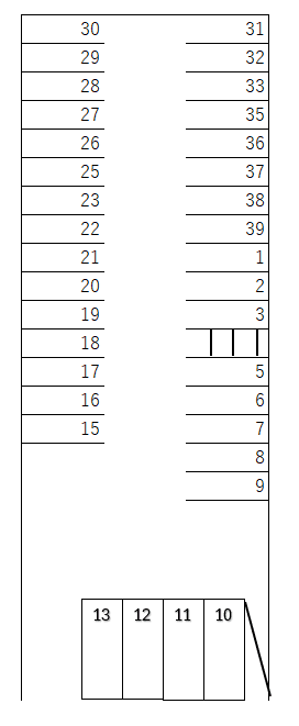 Y'sパーキング上柴町西2の駐車配置図