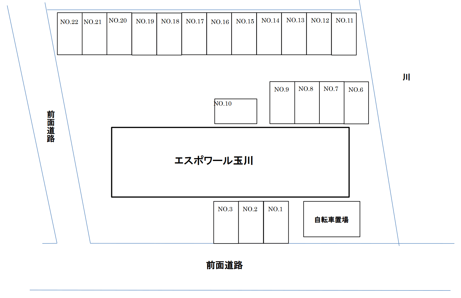 エスポワール玉川月極敷地内駐車場の駐車配置図