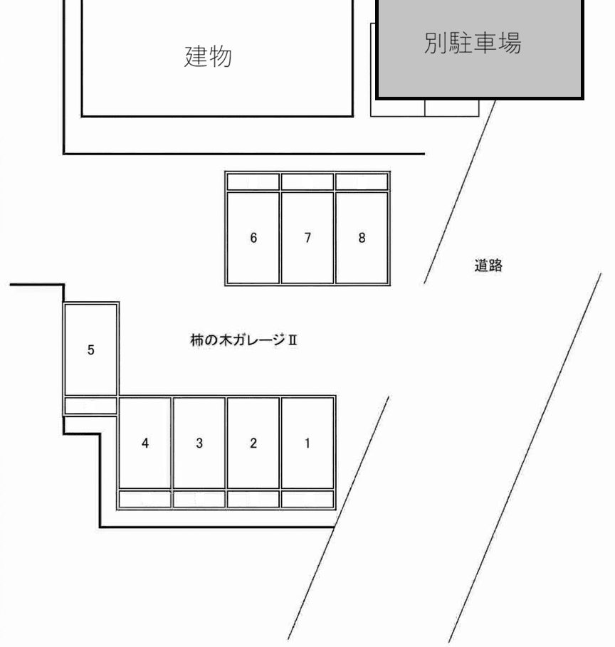 柿の木ガレージⅡの駐車配置図