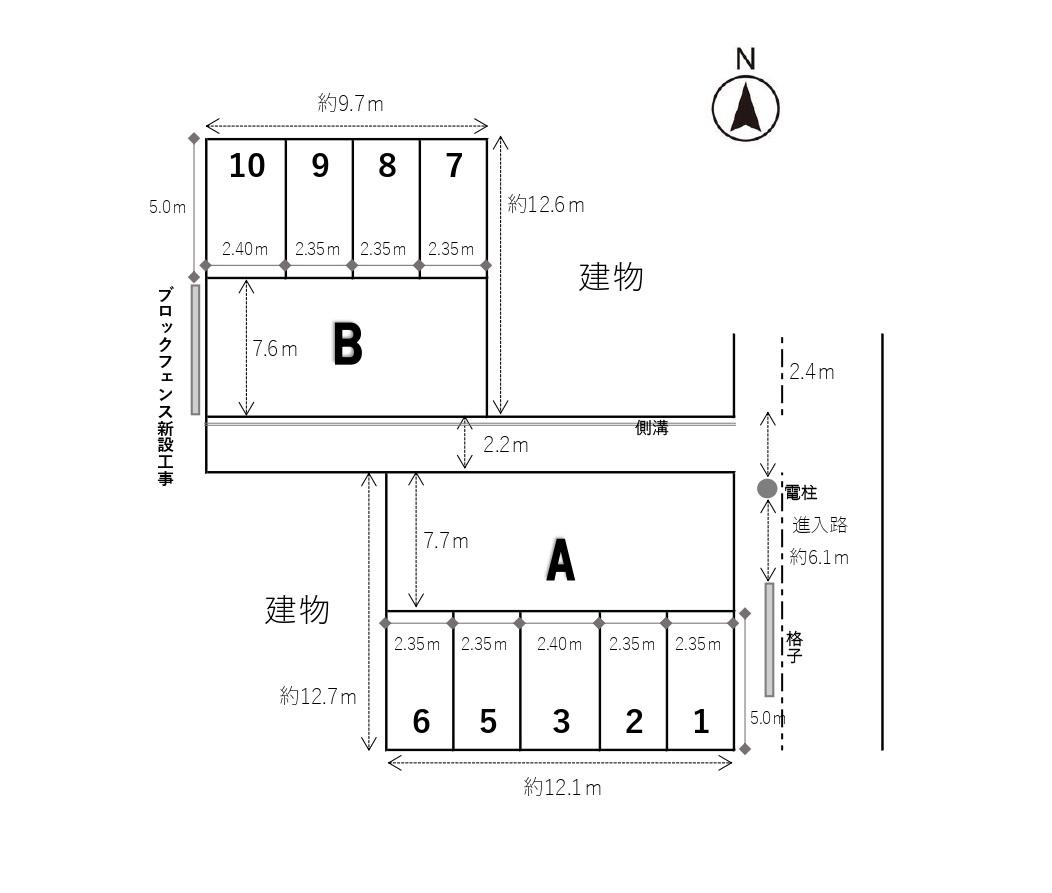 中津町モータープールの駐車配置図