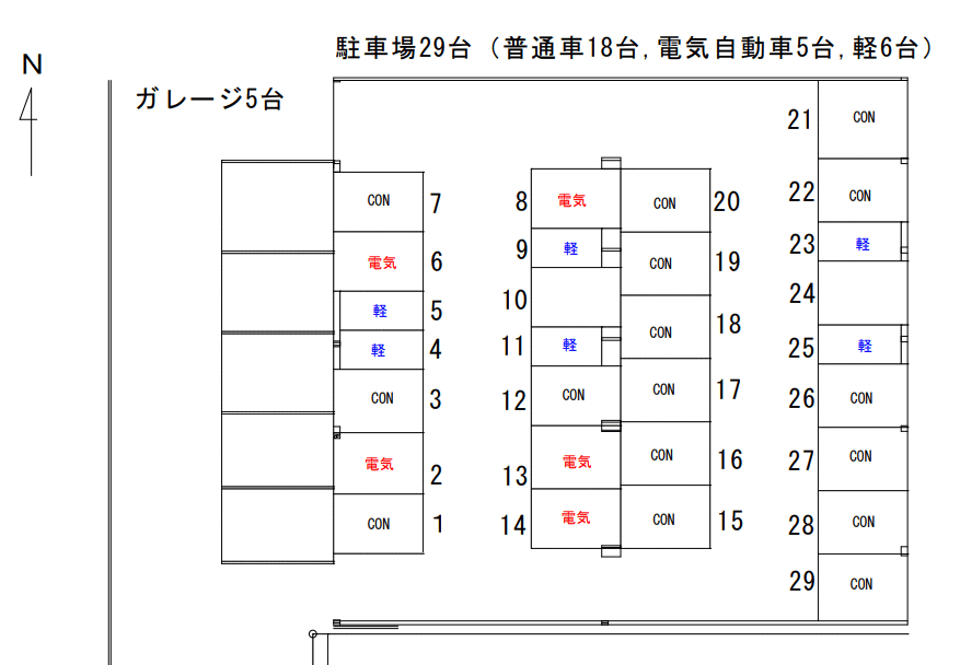 いずみストレージ＆ガレージ木太の駐車配置図