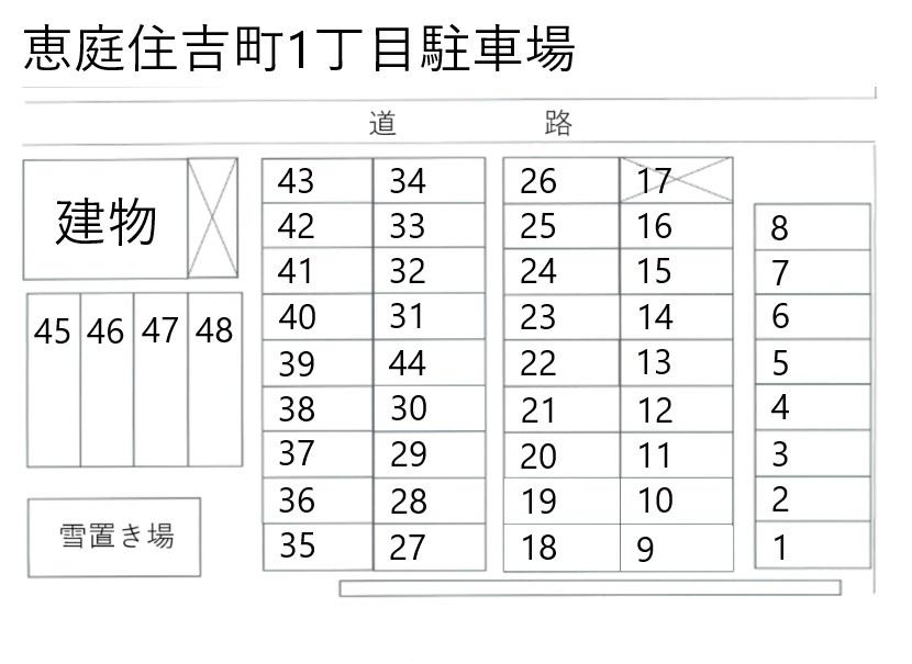恵庭住吉町1丁目駐車場の駐車配置図