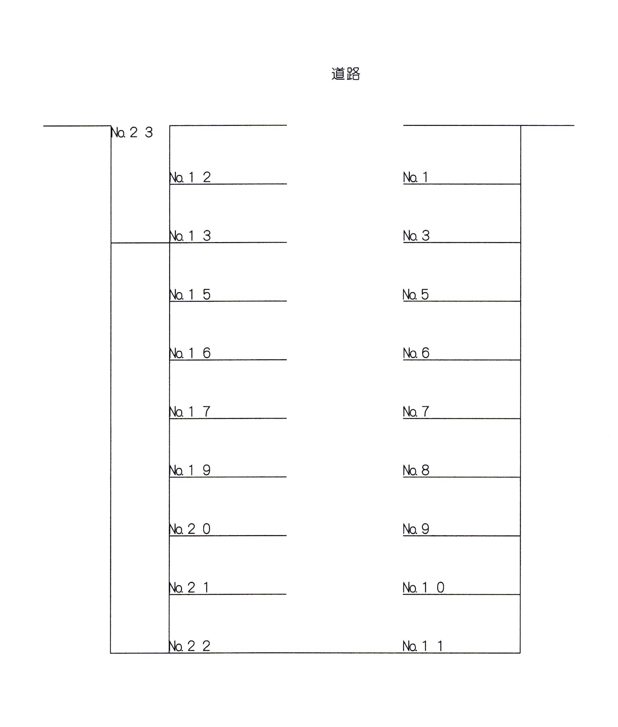 西田3丁目月極駐車場の駐車配置図